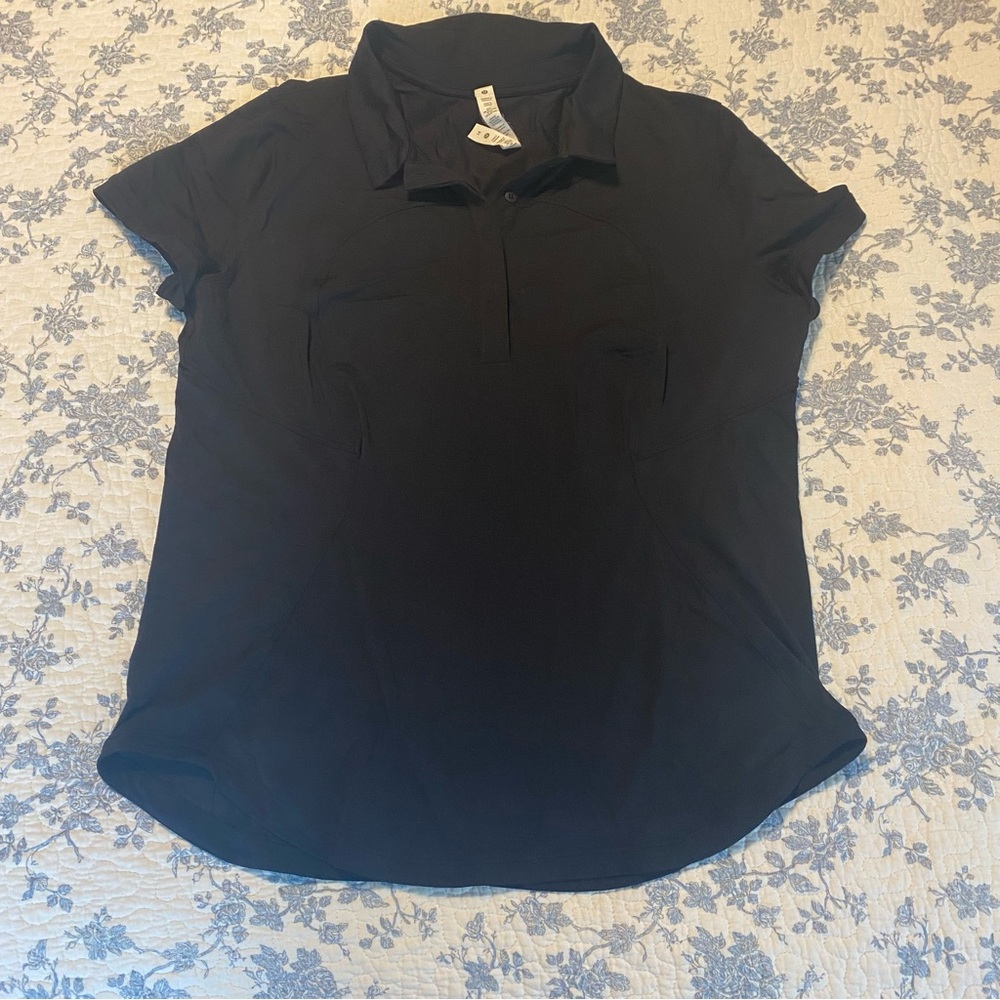 Lululemon Quick-Drying Short Sleeve Black Polo Shirt Size 14